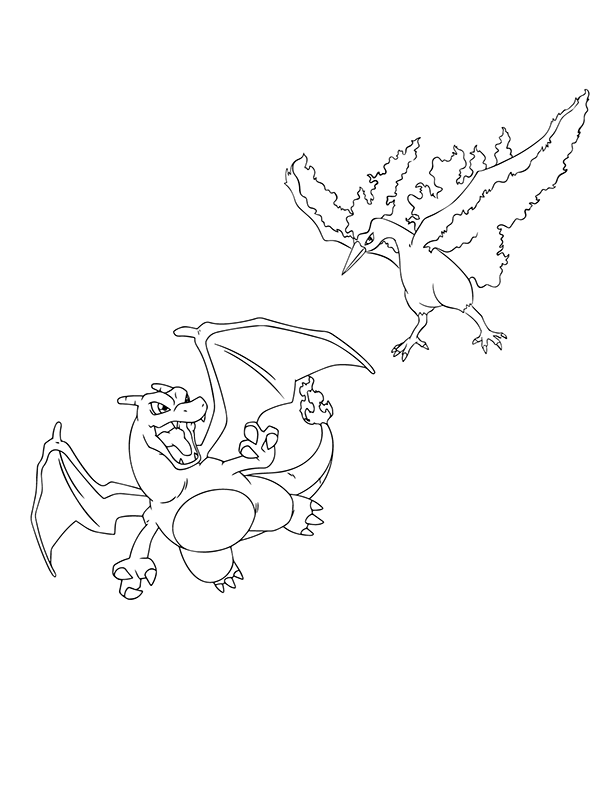 Dibujo de Charizard And Moltres Coloring Page para Colorear