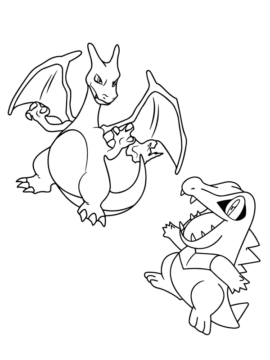 Dibujo de Charizard And Totodile Coloring Page para Colorear