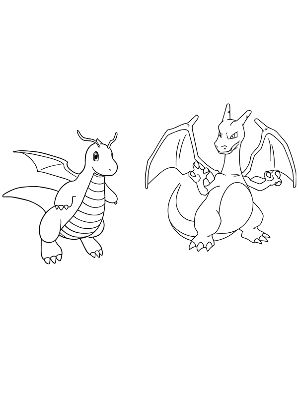 Dibujo de Dragonite And Charizard Coloring Page para Colorear