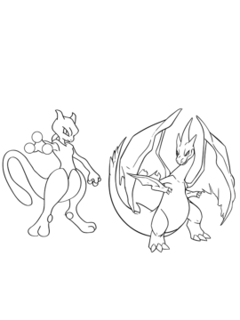 Dibujo de Mewtwo And Charizard Coloring Page para Colorear
