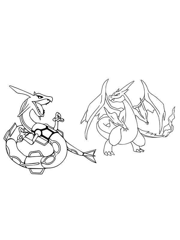 Dibujo de Rayquaza And Charizard Coloring Page para Colorear