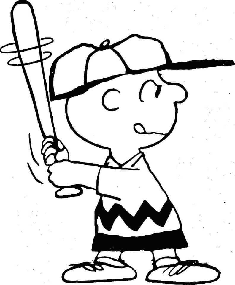 Dibujo de Charlie Brown y el Bisbol para Colorear