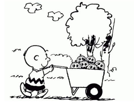 Dibujo de Charlie Brown y Calabazas para Colorear