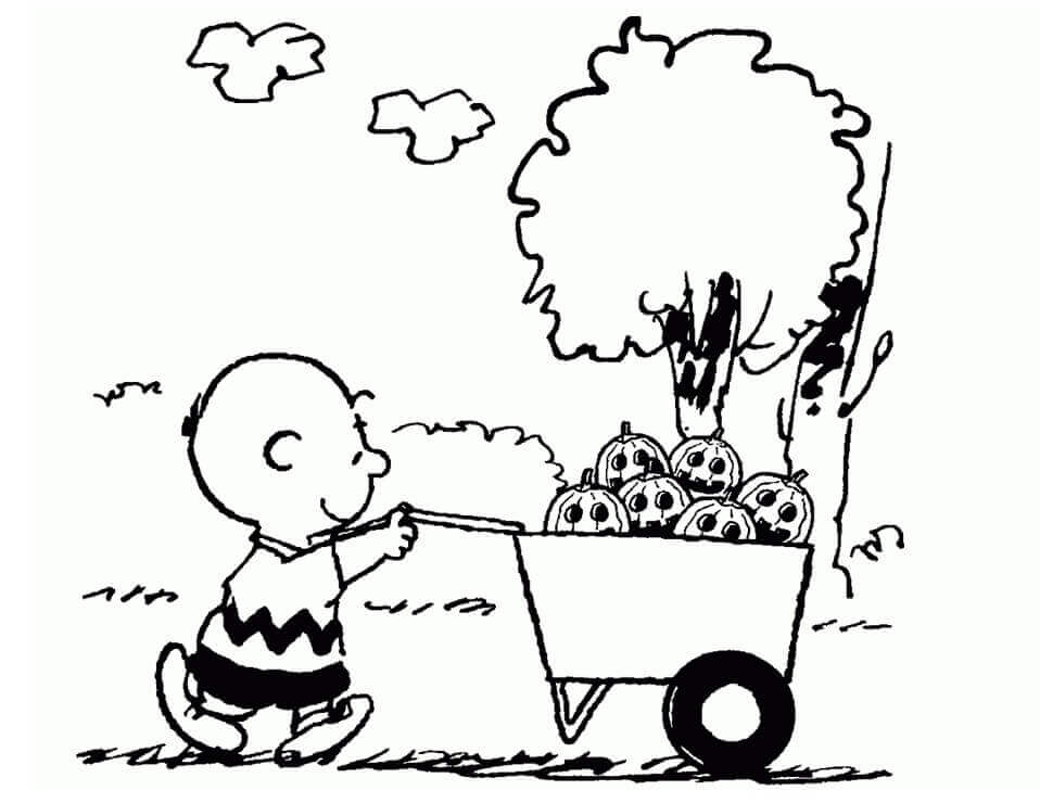 Dibujo de Charlie Brown y Calabazas para Colorear