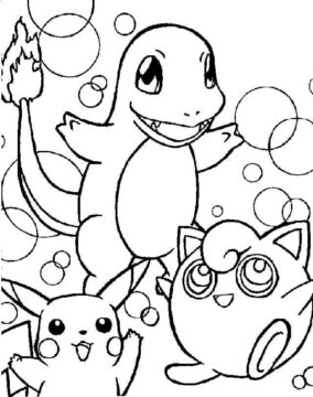 Dibujo de Pikachu y Charmander para Colorear