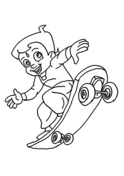 Dibujo de Skate de Chhota Bheem para Colorear