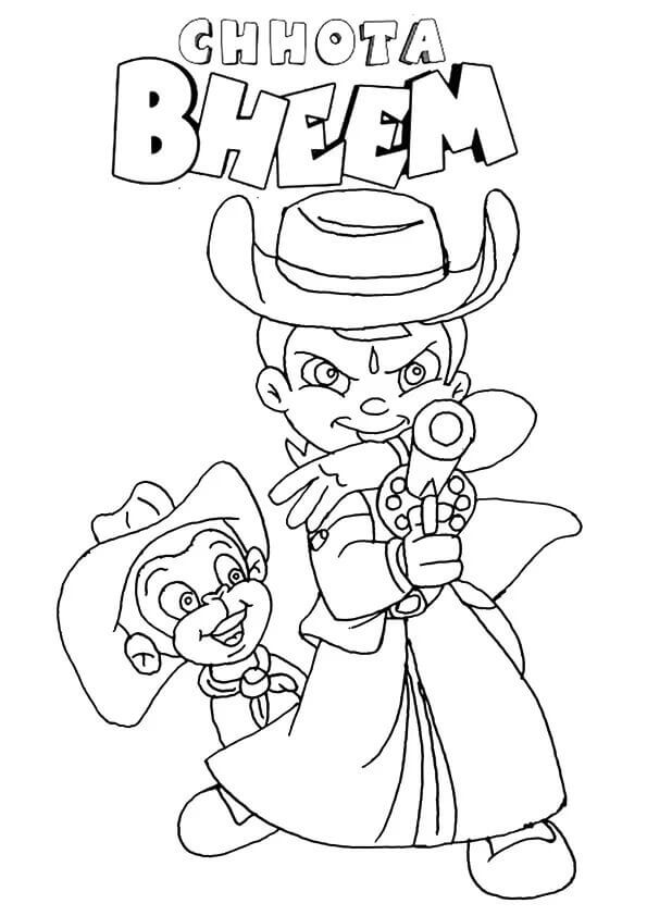 Dibujo de Vaquero Chhota Bheem para Colorear