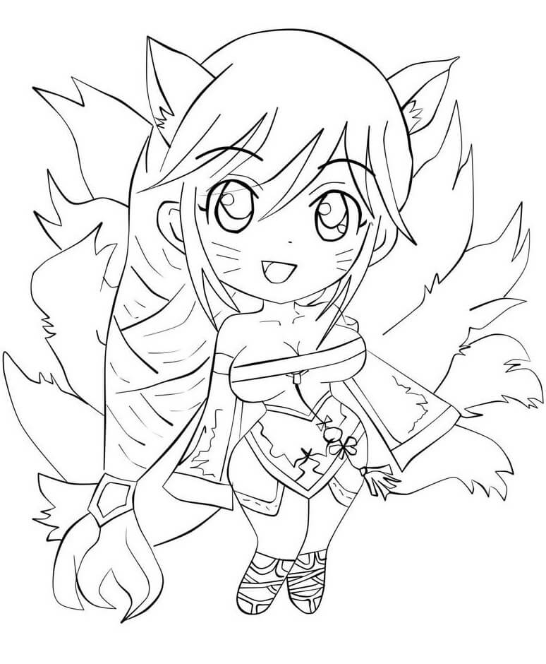 Dibujo de Chibi Ahri para Colorear