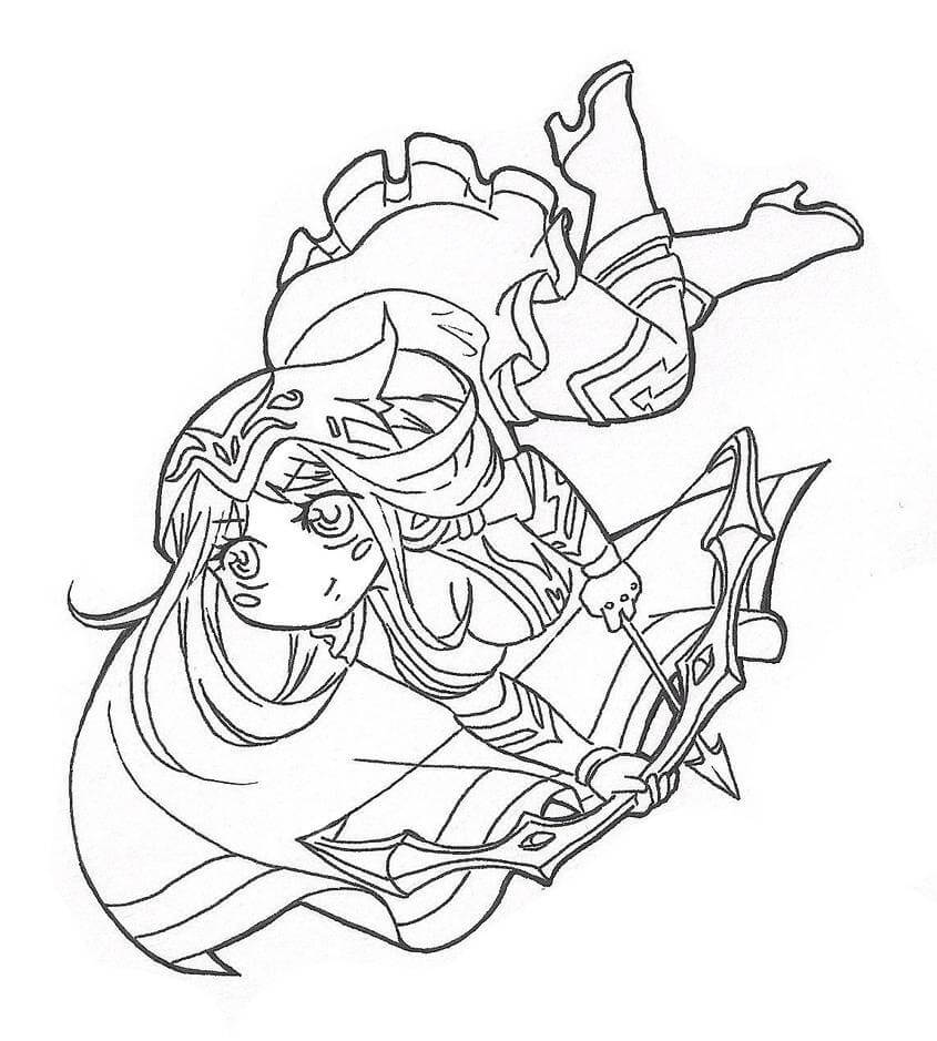 Dibujo de Chibi Ashe para Colorear