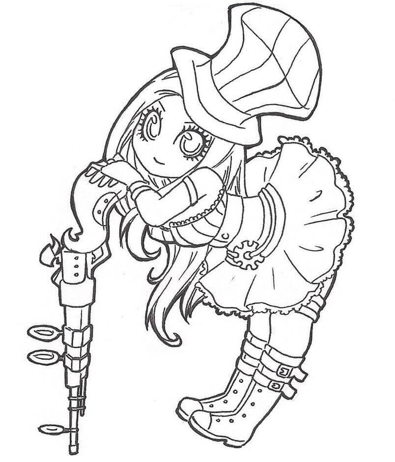 Dibujo de Chibi Caitlyn para Colorear