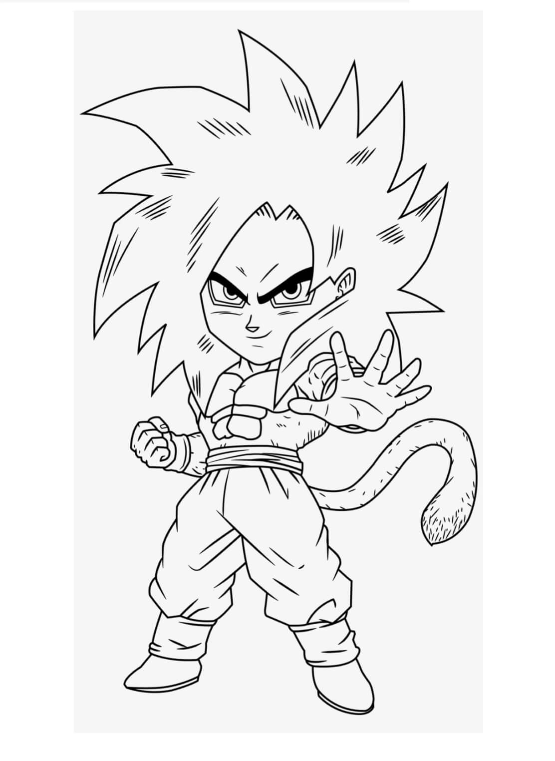 Dibujo de Chibi Goku Super Saiyan Xeno para Colorear
