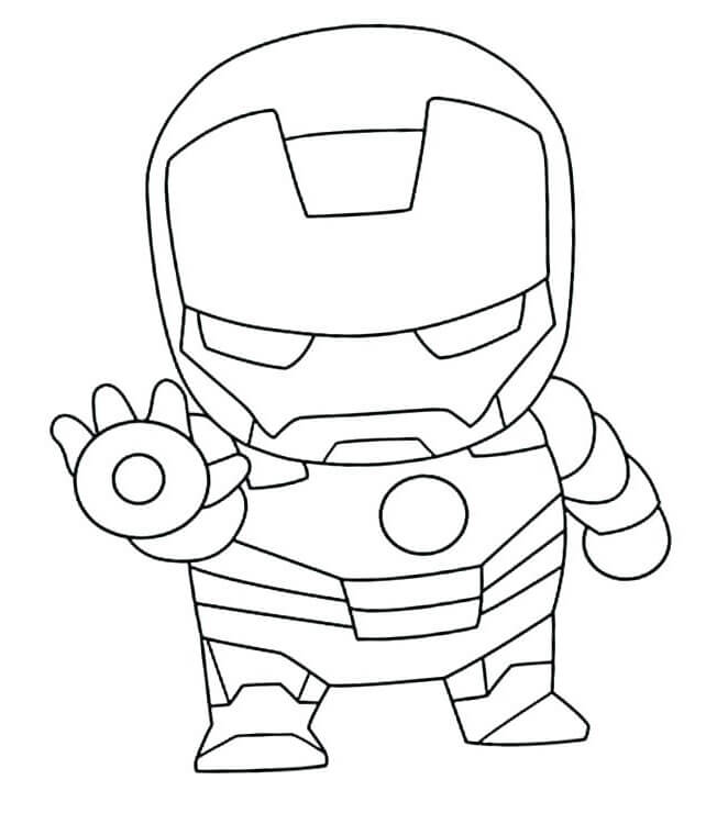Dibujo de Chibi Iron Man Luchando para Colorear