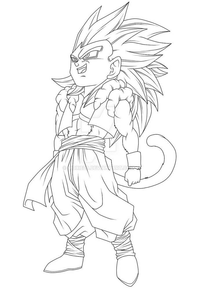 Dibujo de Chibi Ssj4 Gogeta Sonriendo para Colorear