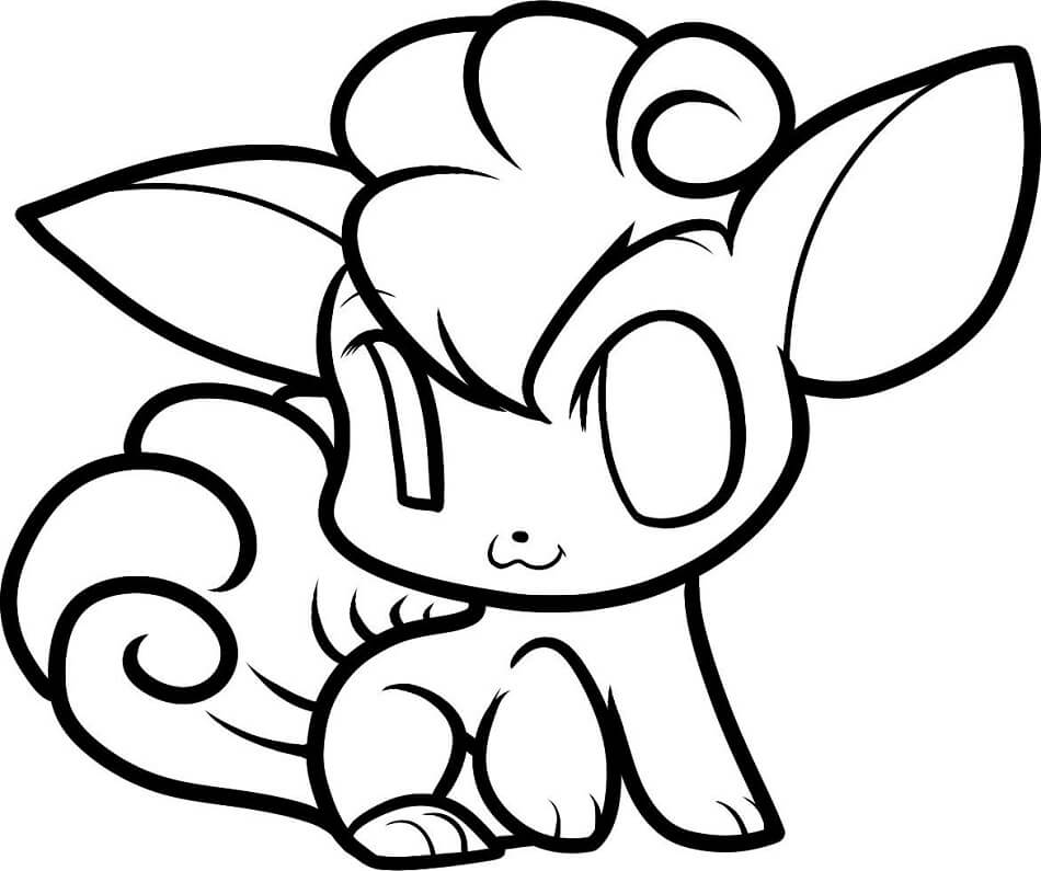 Dibujo de Chibi Vulpix Pokémon para Colorear