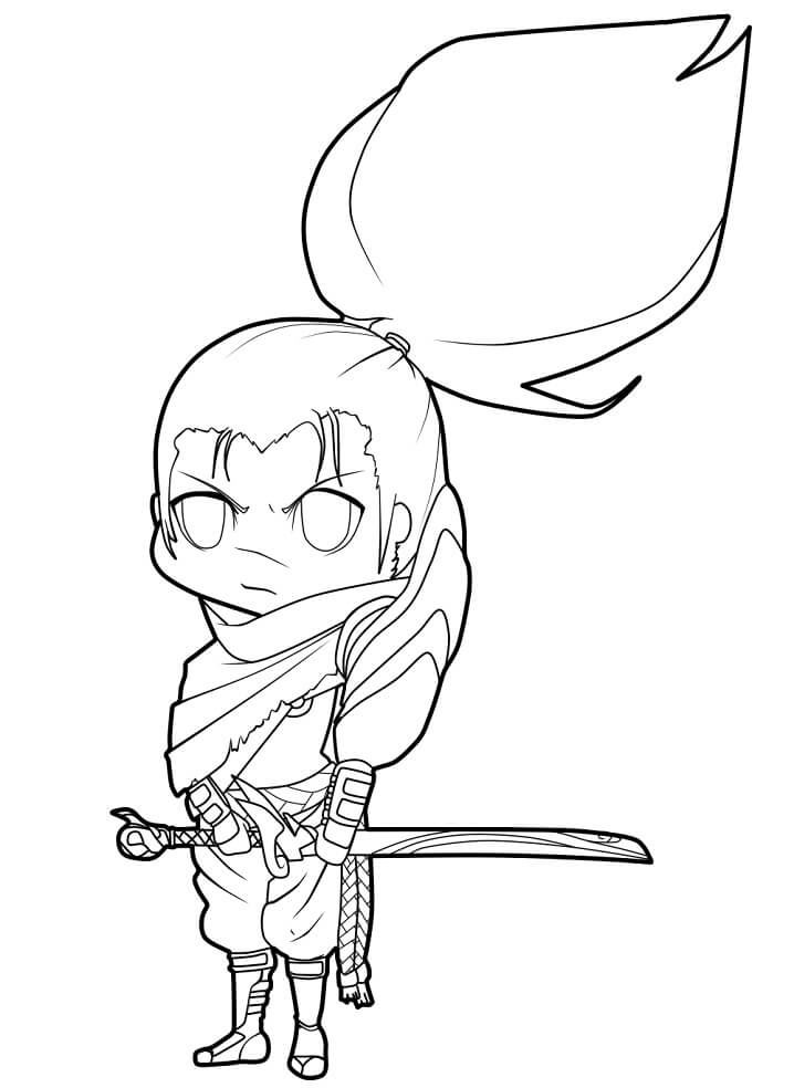 Dibujo de Chibi Yasuo para Colorear