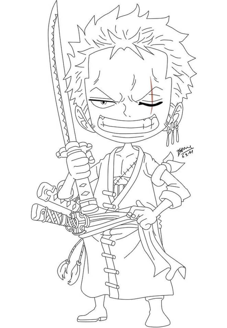 Dibujo de Chibi Zoro para Colorear