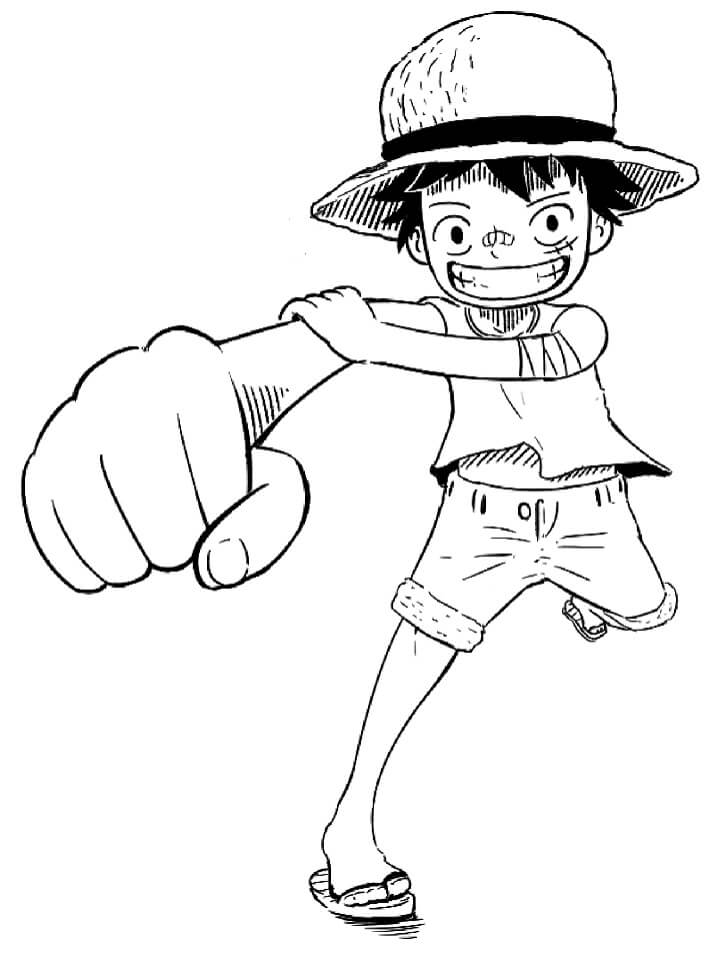 Dibujo de Chibi Divertido Luffy para Colorear