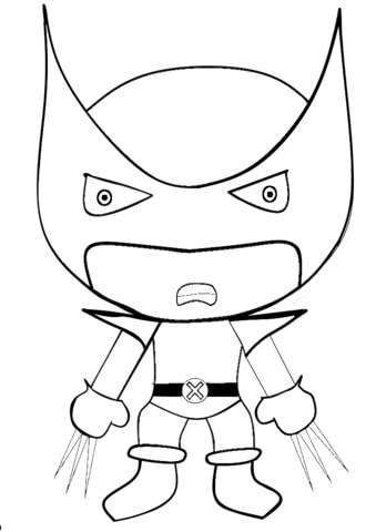 Dibujo de Lobezno Chibi 2 para Colorear