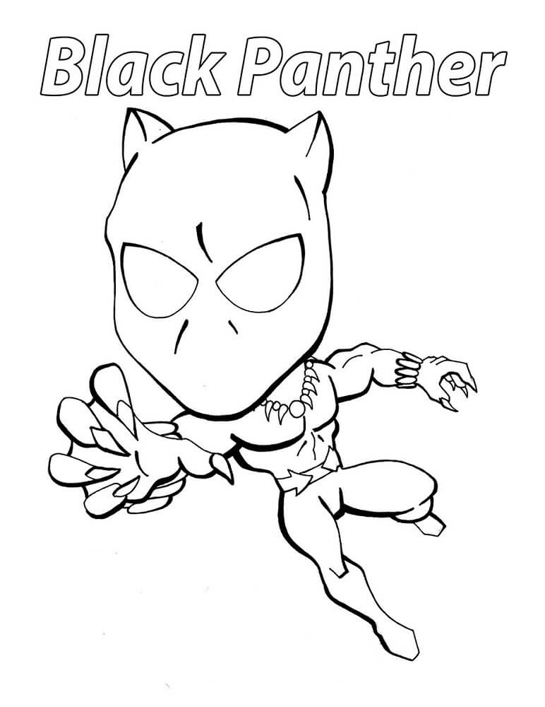 Dibujo de Pantera Negra Chibi para Colorear