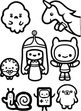 Dibujo de Personajes Chibi de Hora de Aventuras 1 para Colorear