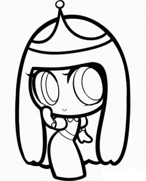 Dibujo de Preciosa Princesa Chibi Bubblegum para Colorear