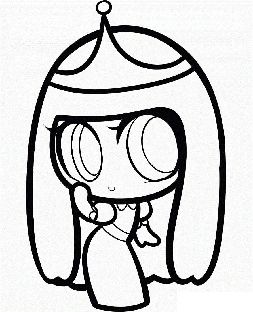 Dibujo de Preciosa Princesa Chibi Bubblegum para Colorear