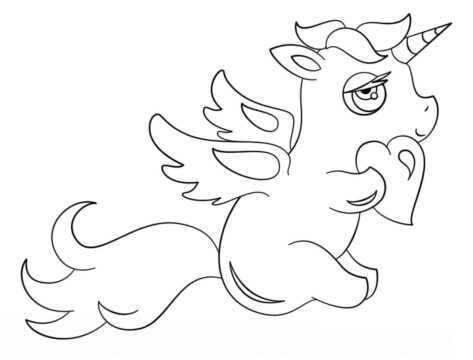Dibujo de Unicornio Lindo con Corazn para Colorear