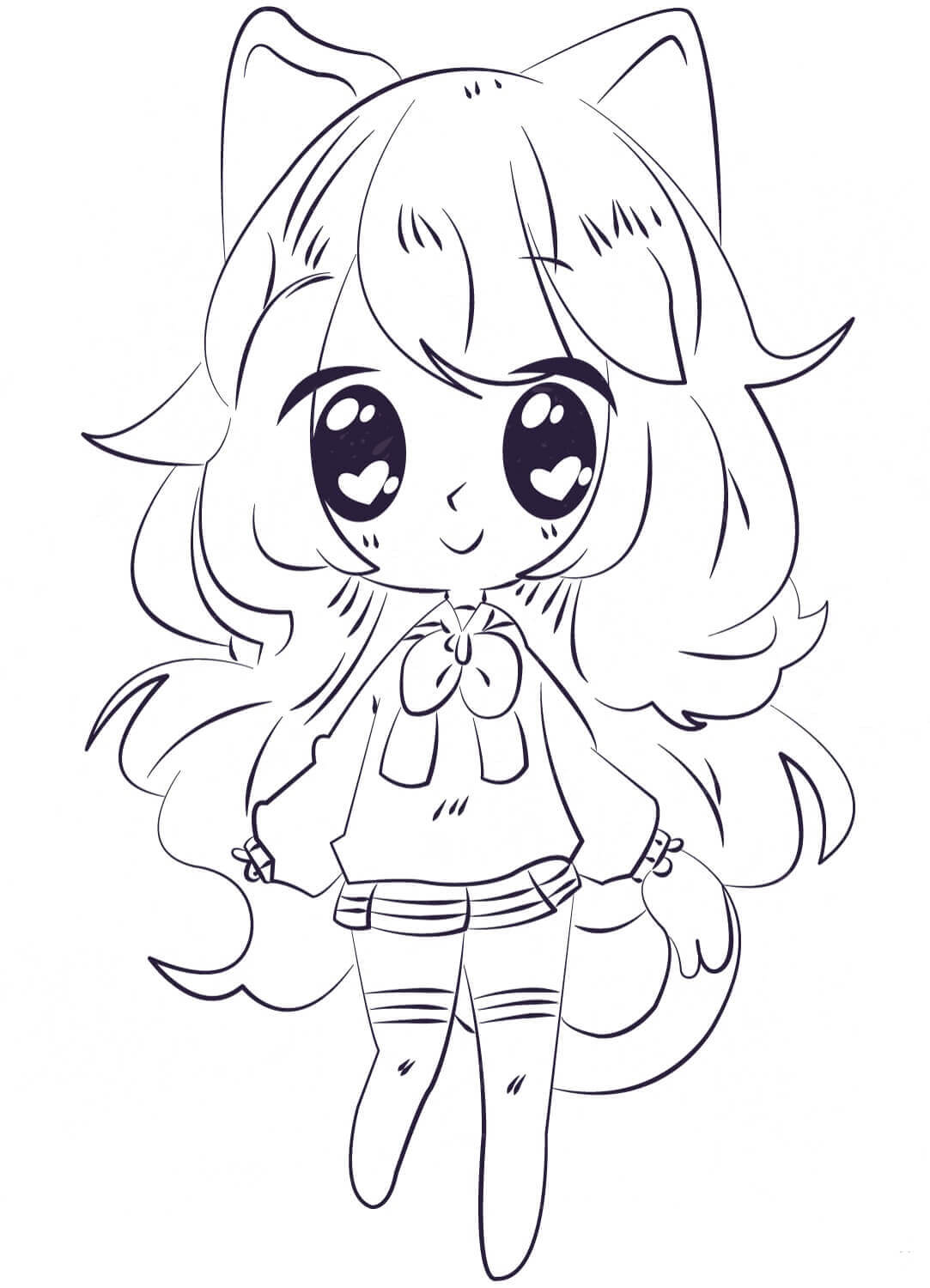 Dibujo de Anime Chica Sonriente para Colorear