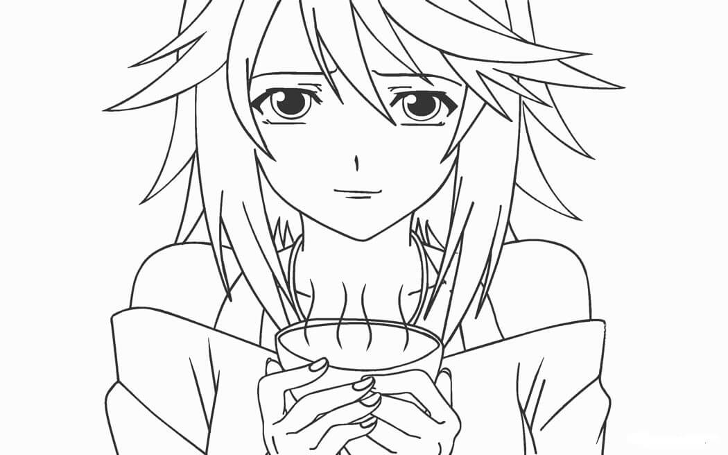 Dibujo de Cara de Chica Anime para Colorear