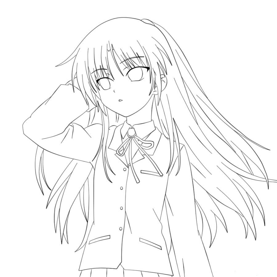 Dibujo de Chica Anime Guay para Colorear