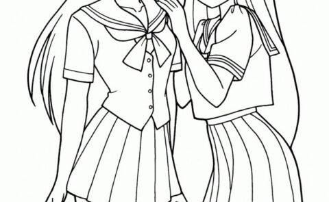Dibujo de Cuerpo Dos Chica Anime para Colorear