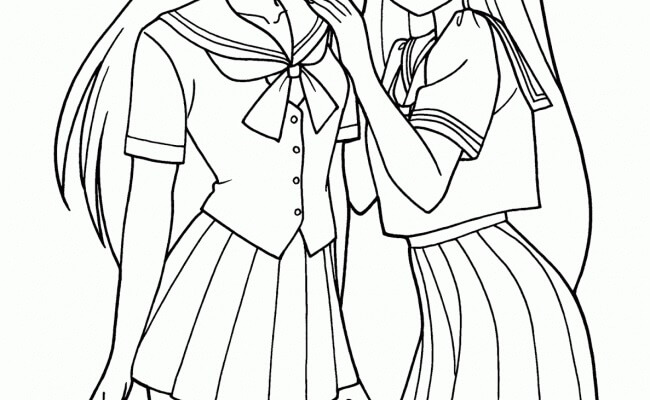 Dibujo de Cuerpo Dos Chica Anime para Colorear