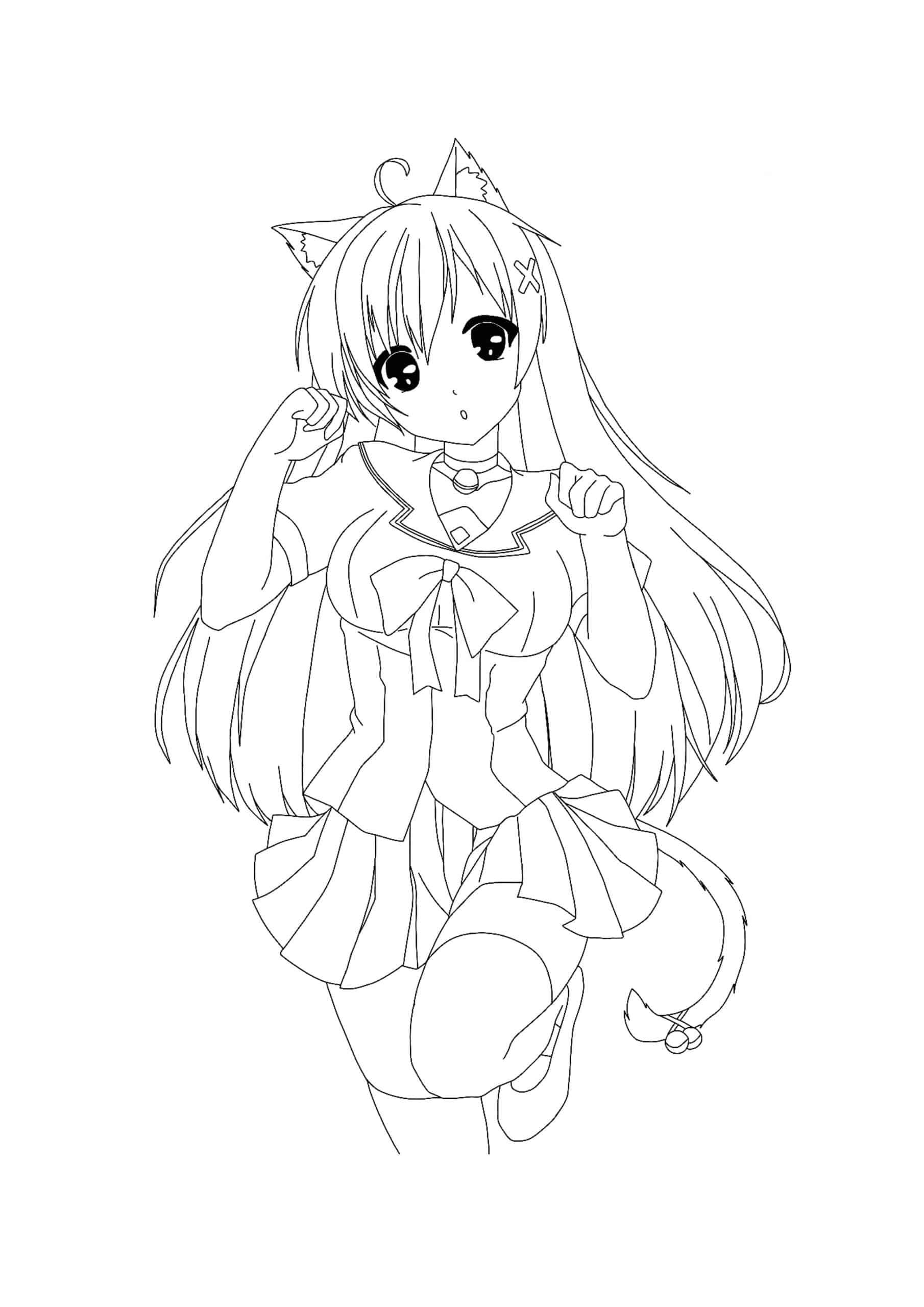 Dibujo de Linda Anime Chica para Colorear