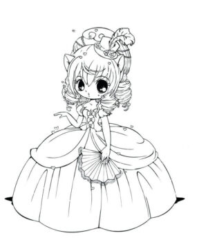 Dibujo de Princesa Anime para Colorear