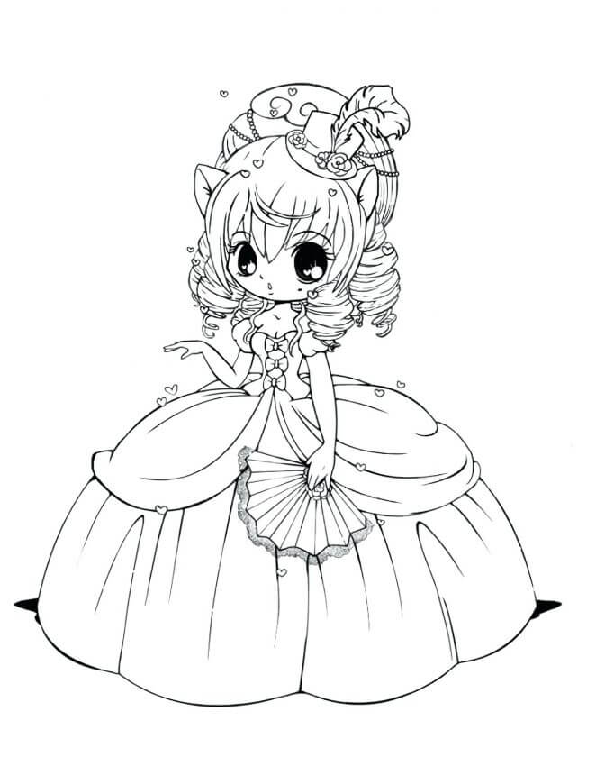 Dibujo de Princesa Anime para Colorear