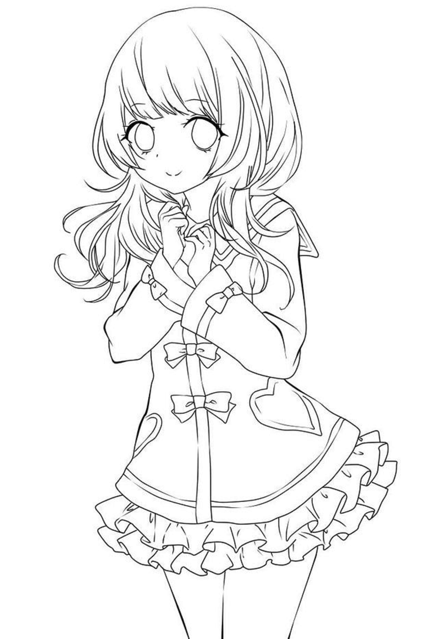 Dibujo de Chica Anime Bonita para Colorear