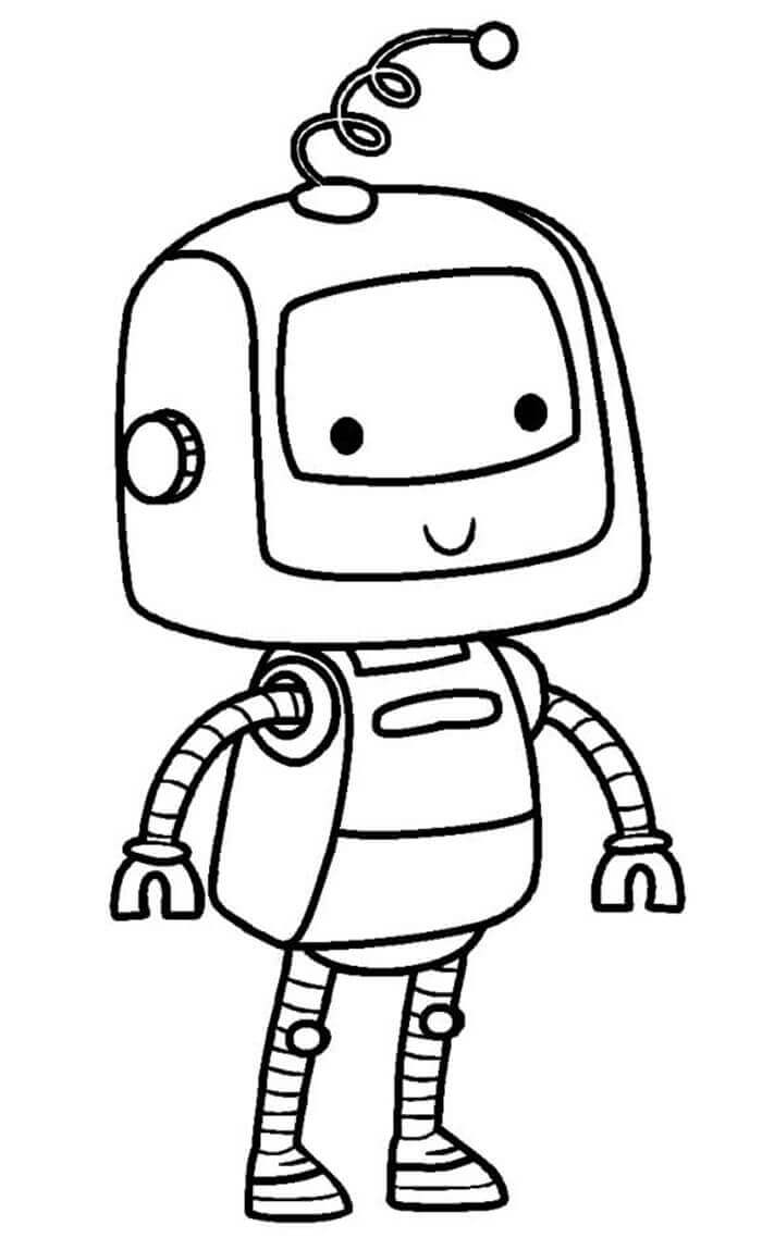 Dibujo de Chico Lindo Robot Sonriendo para Colorear