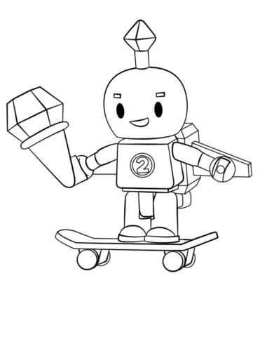 Dibujo de Chico Robot Jugando Patineta para Colorear