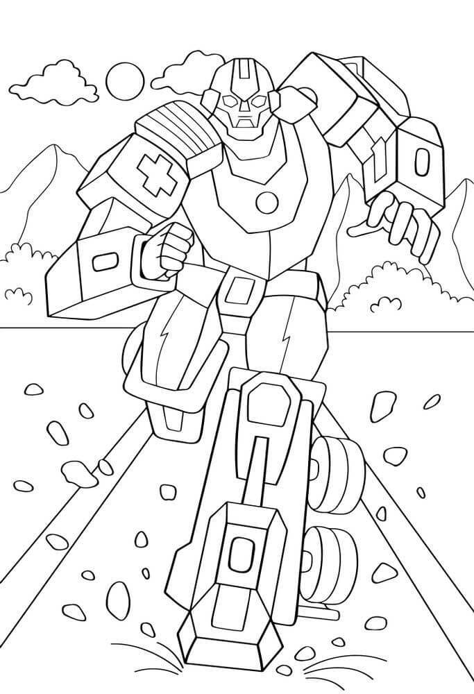Dibujo de Chico Robot Genial Corriendo para Colorear