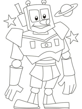 Dibujo de Robot Guy y Planeta para Colorear