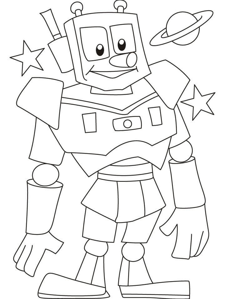 Dibujo de Robot Guy y Planeta para Colorear