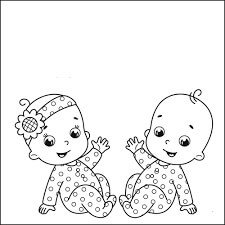 Dibujo de Beb Nio y Nia para Colorear