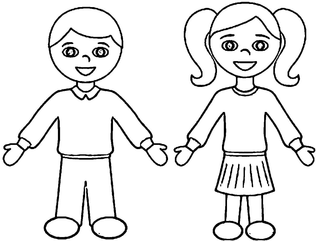 Dibujo de Chico y Chica Graciosos para Colorear