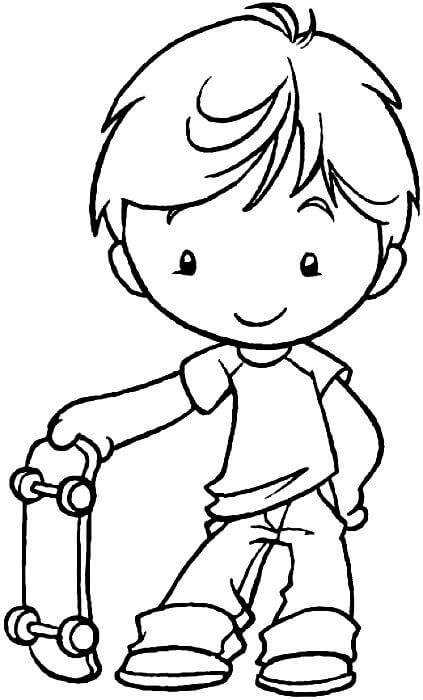 Dibujo de Nio Juego Patineta para Colorear