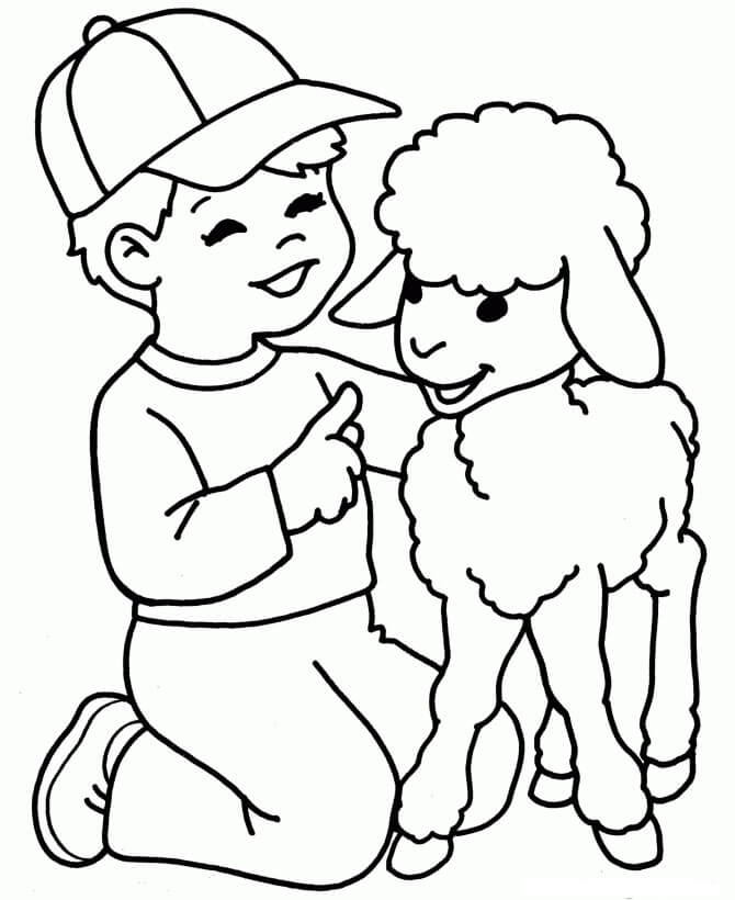 Dibujo de Nio Pescando para Colorear