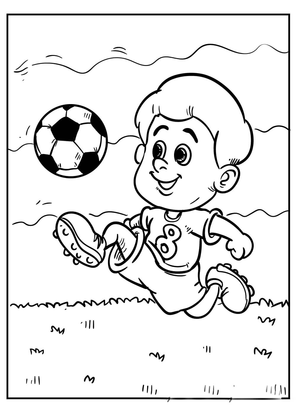 Dibujo de Nio Jugar al Ftbol para Colorear