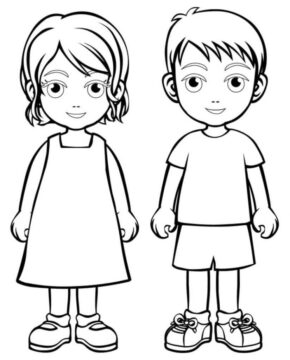 Dibujo de Nio y Nia para Colorear