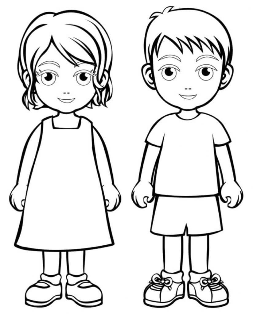 Dibujo de Nio y Nia para Colorear