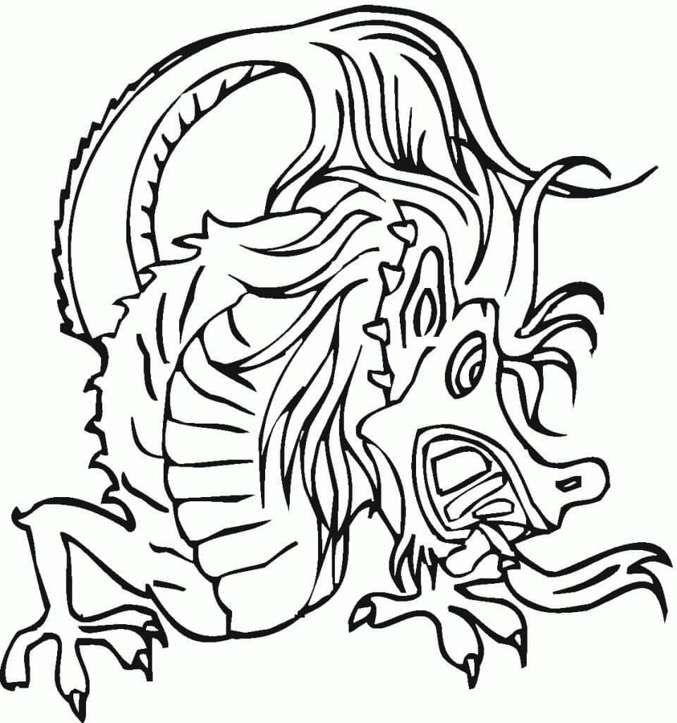 Dibujo de Dragn Chino Joven para Colorear