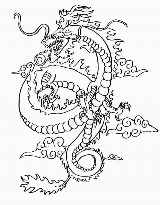Dibujo de Dragn Chino Largo para Colorear